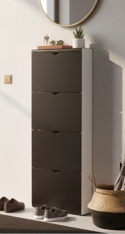 Schuhkipper >304987< ca. 16 Schuhe, schwarz / weiss - 52x141x16cm (BxHxT)