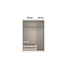 Drehtürenschrank >Alba< inkl. Schubladen, Spiegel / grau metallic - 136x197x54 (BxHxT)