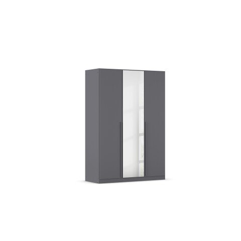 Drehtürenschrank >Alba< in grau metallic / Spiegel - 136x197x56 (BxHxT)