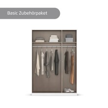 Drehtürenschrank >Alba< in grau metallic / Spiegel - 136x197x56 (BxHxT)