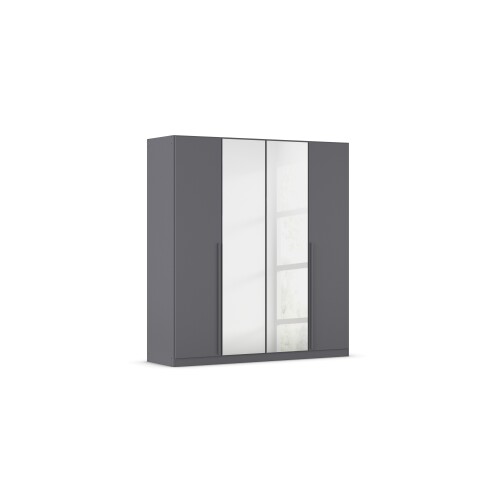 Drehtürenschrank >Alba< in grau metallic / Spiegel - 181x197x56 (BxHxT)