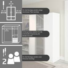 Drehtürenschrank >Alba< in grau metallic / Spiegel - 181x197x56 (BxHxT)