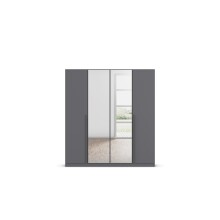 Drehtürenschrank >Alba< in grau metallic / Spiegel - 181x197x56 (BxHxT)
