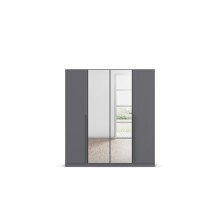 Drehtürenschrank >Alba< in grau metallic / Spiegel - 181x197x56 (BxHxT)