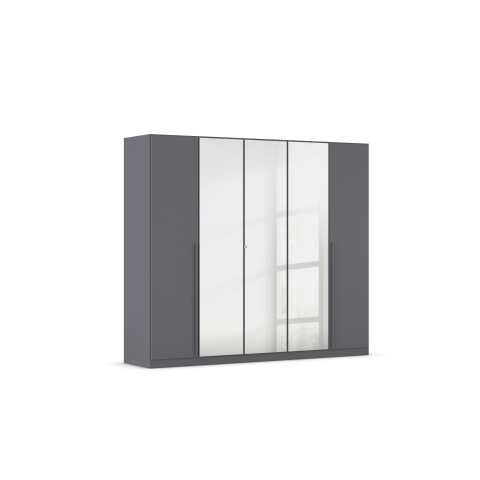 Drehtürenschrank >Alba< in grau metallic / Spiegel - 226x197x54 (BxHxT)