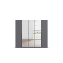 Drehtürenschrank >Alba< in grau metallic / Spiegel - 226x197x54 (BxHxT)