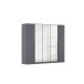 Drehtürenschrank >Alba< in grau metallic / Spiegel - 226x197x54 (BxHxT)