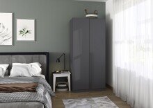 Drehtürenschrank >Alba< in grau metallic, Holzwerkstoff - 91x197x56cm (BxHxT)