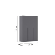 Drehtürenschrank >Alba< in grau metallic, Holzwerkstoff - 136x197x54cm (BxHxT)