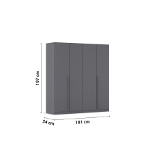 Drehtürenschrank >Alba< in grau metallic, Holzwerkstoff - 181x197x54cm (BxHxT)