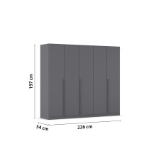 Drehtürenschrank >Alba< in grau metallic, Holzwerkstoff - 226x197x54cm (BxHxT)