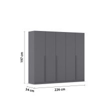 Drehtürenschrank >Alba< in grau metallic, Holzwerkstoff - 226x197x54cm (BxHxT)