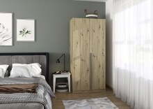 Drehtürenschrank >Alba< inkl. Schubladen, Eiche Artisan Dekor - 91x197x54 (BxHxT)