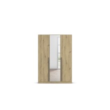 Drehtürenschrank >Alba< in Eiche Artisan Dekor / Spiegel - 136x197x56 (BxHxT)