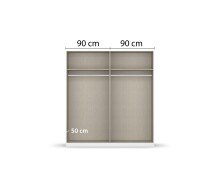 Drehtürenschrank >Alba< in Eiche Artisan Dekor / Spiegel - 181x197x56 (BxHxT)