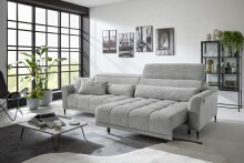 Big-Sofa >Wolve< 2x elektr. Verstellung, Kissen, Cord mint - 280x108x118cm BxHxT