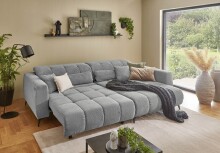 Polstergarnitur >Luddi< Sitz + Kopfteilverstellung, Cord grau - 286x80x203cm (BxHxT)