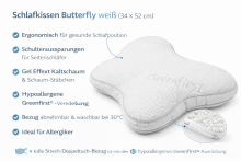 Schlafkissen >Butterfly< körperangepasste Schmetterlingsform - 54x12x45 cm