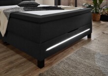 Boxspringbett >Young< inkl. Topper, USB und LED-Beleuchtung anthrazit - 140x200 cm