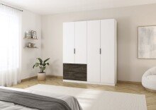 Drehtürenschrank >Koda< in alpinweiß / Atlantic Oak dunkel - 181x210x54 (BxHxT)