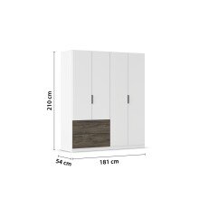 Drehtürenschrank >Koda< in alpinweiß / Atlantic Oak dunkel - 181x210x54 (BxHxT)