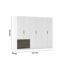 Drehtürenschrank >Koda< in alpinweiß / Atlantic Oak dunkel - 271x210x54 (BxHxT)