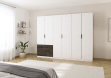 Drehtürenschrank >Koda< in alpinweiß / Atlantic Oak dunkel - 271x210x54 (BxHxT)