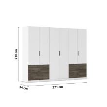 Drehtürenschrank >Koda< in alpinweiß / Atlantic Oak dunkel - 271x210x54 (BxHxT)