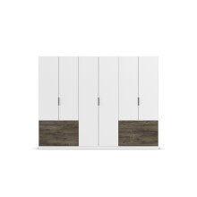 Drehtürenschrank >Koda< in alpinweiß / Atlantic Oak dunkel - 271x210x54 (BxHxT)