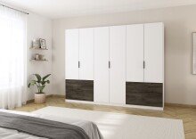 Drehtürenschrank >Koda< in alpinweiß / Atlantic Oak dunkel - 271x210x54 (BxHxT)