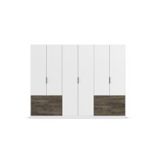 Drehtürenschrank >Koda< in alpinweiß / Atlantic Oak dunkel - 271x210x54 (BxHxT)
