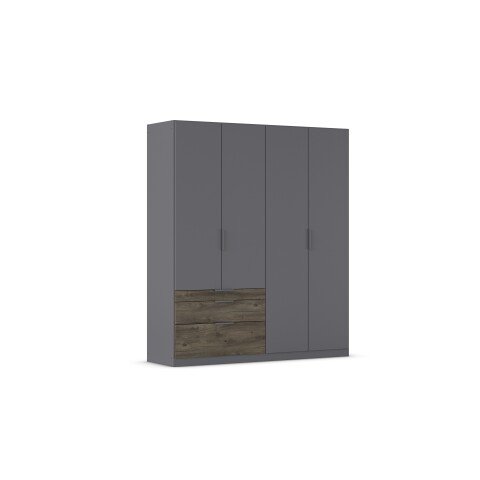 Drehtürenschrank >Koda< in grau metallic / Atlantic Oak dunkel, Holzwerkstoff