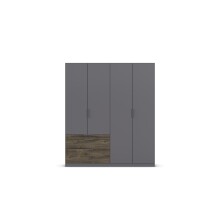 Drehtürenschrank >Koda< in grau metallic / Atlantic Oak dunkel, Holzwerkstoff