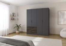 Drehtürenschrank >Koda< in grau metallic /...