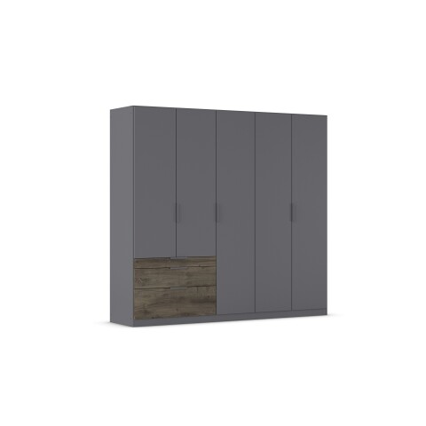 Drehtürenschrank >Koda< in grau metallic / Atlantic Oak dunkel, Holzwerkstoff