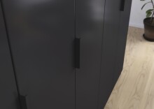 Drehtürenschrank >Koda< in grau metallic / Atlantic Oak dunkel, Holzwerkstoff