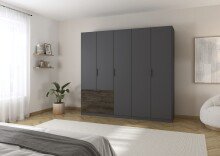 Drehtürenschrank >Koda< in grau metallic /...