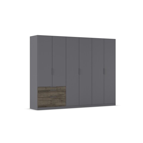 Drehtürenschrank >Koda< in grau metallic / Atlantic Oak dunkel, Holzwerkstoff