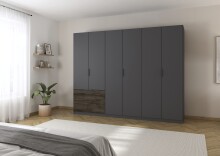Drehtürenschrank >Koda< in grau metallic / Atlantic Oak dunkel, Holzwerkstoff