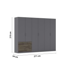 Drehtürenschrank >Koda< in grau metallic / Atlantic Oak dunkel, Holzwerkstoff
