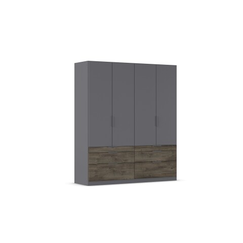 Drehtürenschrank >Koda< in grau metallic / Atlantic Oak dunkel, Holzwerkstoff