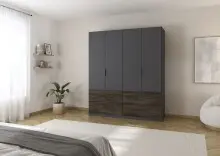 Drehtürenschrank >Koda< in grau metallic /...