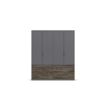 Drehtürenschrank >Koda< in grau metallic / Atlantic Oak dunkel, Holzwerkstoff