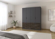 Drehtürenschrank >Koda< in grau metallic /...