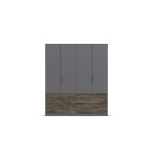 Drehtürenschrank >Koda< in grau metallic / Atlantic Oak dunkel, Holzwerkstoff