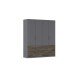 Drehtürenschrank >Koda< in grau metallic / Atlantic Oak dunkel, Holzwerkstoff