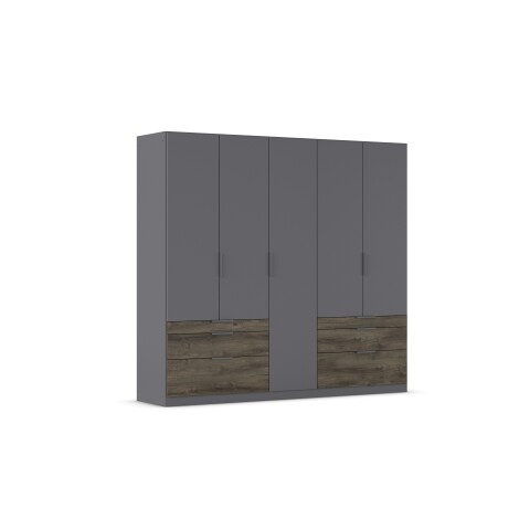 Drehtürenschrank >Koda< in grau metallic / Atlantic Oak dunkel, Holzwerkstoff