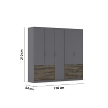 Drehtürenschrank >Koda< in grau metallic / Atlantic Oak dunkel, Holzwerkstoff