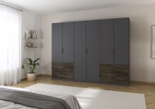 Drehtürenschrank >Koda< in grau metallic / Atlantic Oak dunkel, Holzwerkstoff