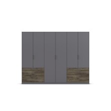 Drehtürenschrank >Koda< in grau metallic / Atlantic Oak dunkel, Holzwerkstoff